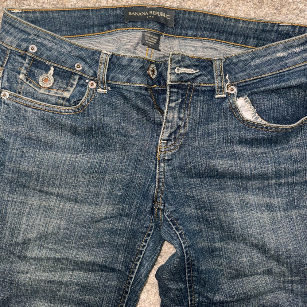 Banana Republic Blue Skinny Jeans with Vintage Distressing